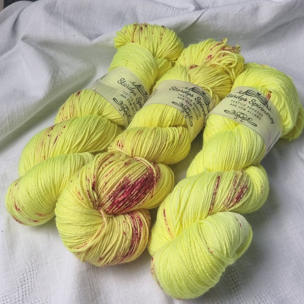 Merino Silk Sock - Two Tone Dahlia (neongelb, leuchtet unter UV Licht)